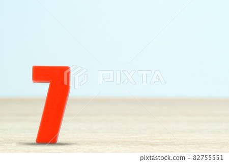 Shot of a number seven made of red plastic 82755551