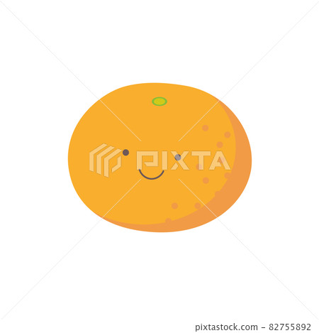 Color illustration without main line with one mandarin orange smiling Color illustration without main line with one mandarin orange smiling 82755892