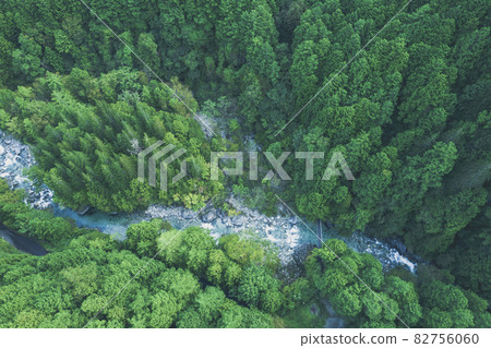 Beautiful valley in Japan "Atera Valley" where the river where the pure water that springs from the mountain flows and the beautiful forest of cypress spread 82756060