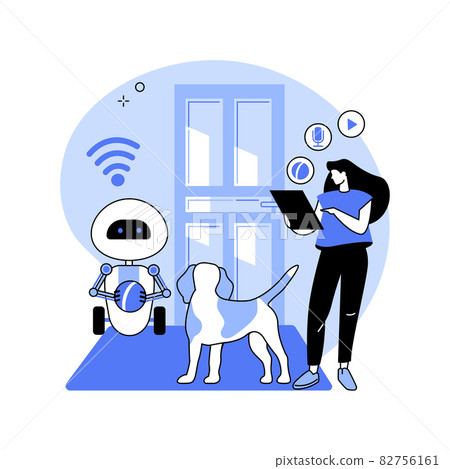 Robotic pet sitters abstract concept vector illustration. Robotic pet sitters abstract concept vector illustration. 82756161