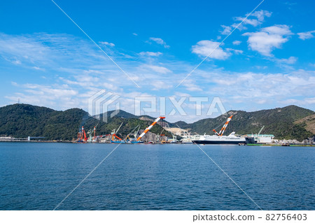 Scenery with a shipyard Beautiful Japanese scenery 82756403