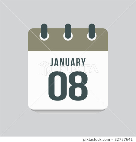 Icon day date 8 January, template calendar page 82757641