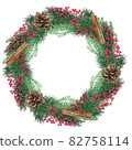 Beautiful Christmas wreath illustration 82758114
