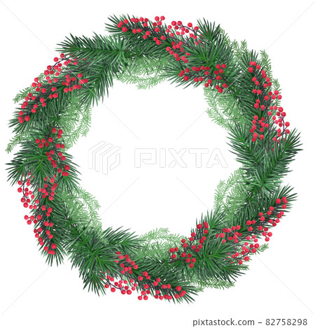 Beautiful traditional Christmas wreath illustration 82758298