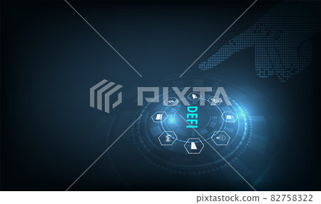 Decentralized Finance(DeFi) on dark blue background. Decentralized Finance(DeFi) on dark blue background. 82758322