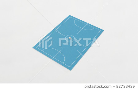 淺藍色五人制足球外套的透視圖。有一個球。 82758459