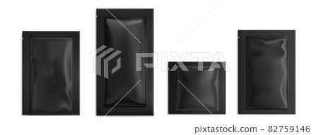 Black sachet, pouch vector bags mockup, wet wipes Black sachet, pouch vector bags mockup, wet wipes 82759146
