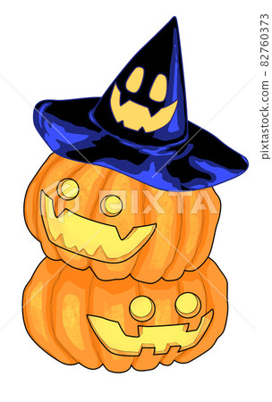 Jack O Lantern 的插圖,一個帶帽子的萬聖節南瓜 Jack O Lantern 的插圖,一個帶帽子的萬聖節南瓜 82760373