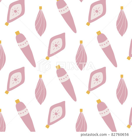 Hand-drawn Christmas seamless pattern with balls. Pattern with Christmas toys on the tree. Hand-drawn Christmas seamless pattern with balls. Pattern with Christmas toys on the tree. 82760656