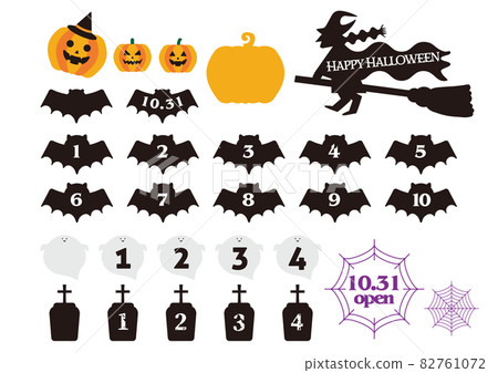 Halloween headline, number illustration set 82761072