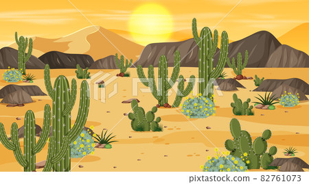 Desert forest landscape scene at sunset time 82761073