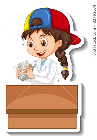 Scientist girl cartoon character sticker 82761074