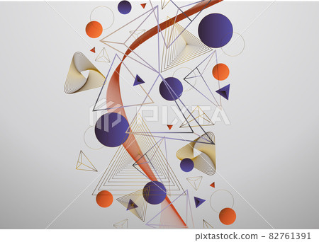 點和三角形幾何圖案的矢量對象材料 82761391