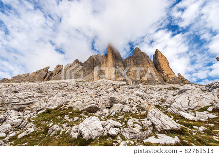 Sesto Dolomites Italy - South Rock Face of Tre Cime di Lavaredo or Drei Zinnen 82761513