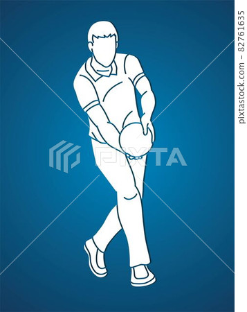 Male Player Bowling Sport Bowler Action Cartoon Graphic Vector 82761635