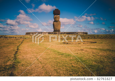 Moai at Ahu Tongariki, Easter island, Chile. Moai at Ahu Tongariki, Easter island, Chile. 82761827