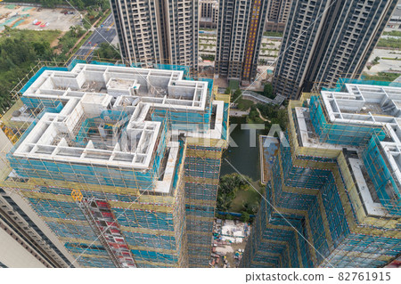 Aerial view of multistory apartment construction site in China 82761915