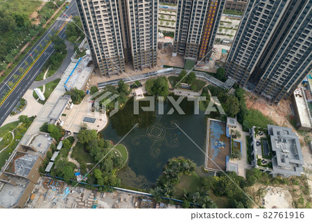 Aerial view of multistory apartment construction site in China Aerial view of multistory apartment construction site in China 82761916