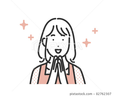 主婦的形象插圖素材，表情明亮而閃閃發光・簡單的觸感 82762307