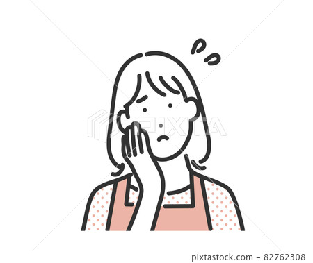 Image of a housewife with a troubled expression Illustration material-Simple touch 82762308