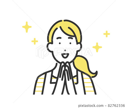 Image illustration material of a housewife with a bright and glittering expression ・ Simple touch 82762336