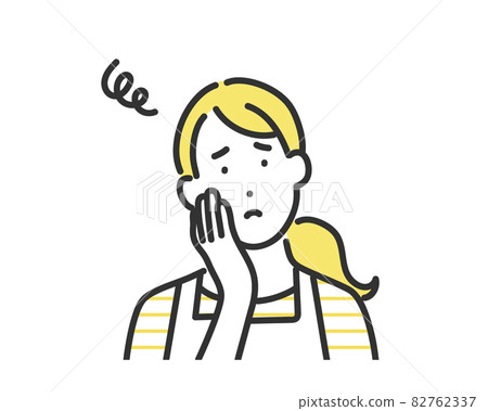 表情苦惱的家庭主婦形象插畫素材-簡單的觸感 82762337