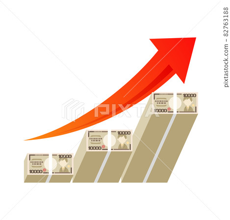 一疊鈔票的升序圖插圖圖像 一疊鈔票的升序圖插圖圖像 82763188