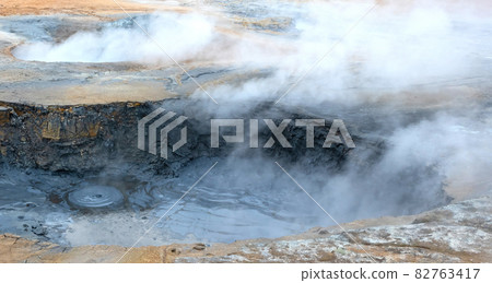 Boiling mudpool in Hverir, Namafjall in northern Iceland Boiling mudpool in Hverir, Namafjall in northern Iceland 82763417