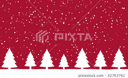 Christmas background with snow in the forest (dark red) 82763762
