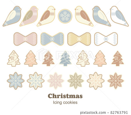 Christmas icing cookie style illustration material set vector Christmas icing cookie style illustration material set vector 82763791
