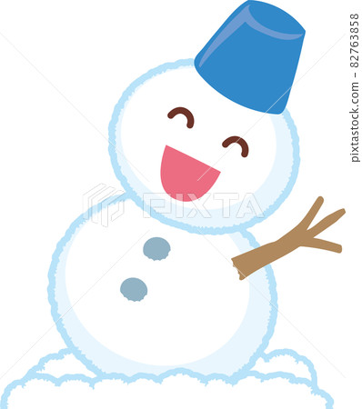 Two-tiered snowman with a smiling blue hat Two-tiered snowman with a smiling blue hat 82763858