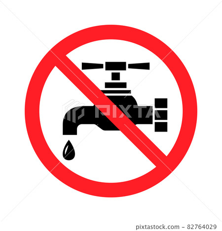 Not drinkable water, prohibition sign. Do not drink water, sign. Tap icon. Faucet forbidden icon. Glyph symbol. Vector 82764029