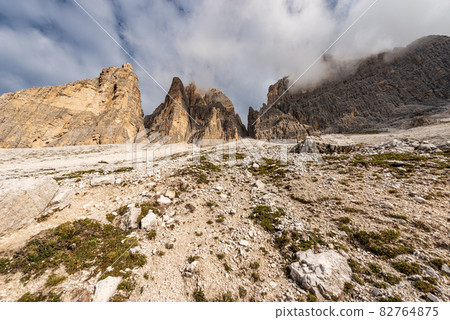Sesto Dolomites Italy - South Rock Face of Tre Cime di Lavaredo or Drei Zinnen 82764875