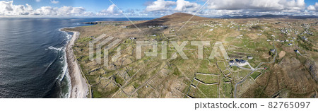 Aerial view of the beautiful coastline of Gweedore : Bloody foreland and Brinlack - County Donegal, Ireland 82765097