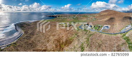 Aerial view of the beautiful coastline of Gweedore : Bloody foreland and Brinlack - County Donegal, Ireland Aerial view of the beautiful coastline of Gweedore : Bloody foreland and Brinlack - County Donegal, Ireland 82765099