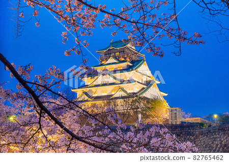 Osaka Castle with full bloom of Sakura 82765462