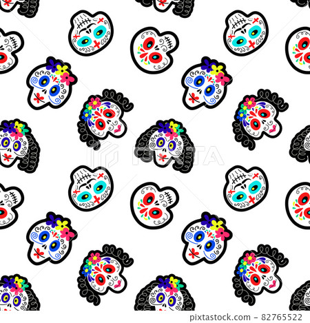 Seamless pattern with Mexican sugar skulls - Stock Illustration ...