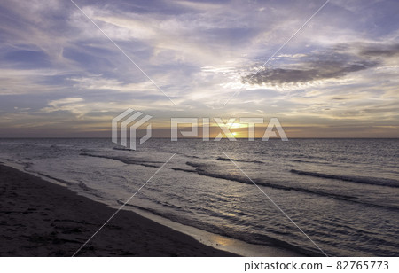 Dramatic sunset over the Cuban beach 82765773