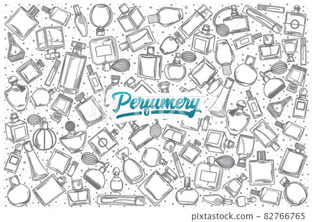Hand drawn Perfumery doodle set with lettering Hand drawn Perfumery doodle set with lettering 82766765