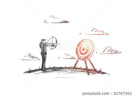 Target concept. Hand drawn isolated vector - Stock Illustration ...