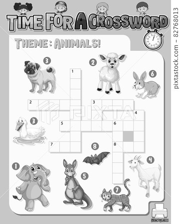 Crossword puzzle game template about animals Crossword puzzle game template about animals 82768013