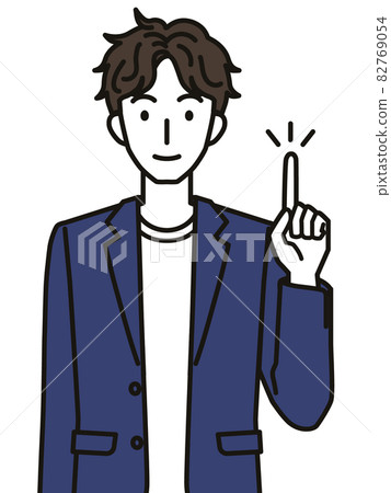 20 多歲和 30 多歲的男士穿著辦公室休閒裝，擺出指點姿勢 82769054