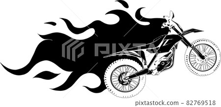 silhouette of Motocross with Flames vector illustration silhouette of Motocross with Flames vector illustration 82769518