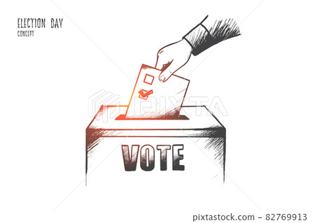 Election day concept. Hand drawn isolated vector. Election day concept. Hand drawn isolated vector. 82769913