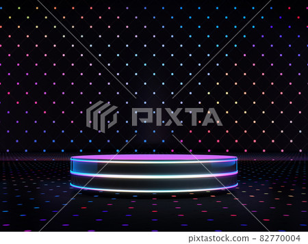 Empty pedestal for product show with colorful LED light in showroom. Empty pedestal for product show with colorful LED light in showroom. 82770004