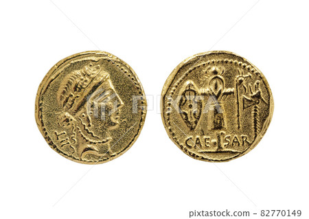 Roman Aureus Gold Coin of Julius Caesar probable portrait of the goddess Venus 82770149