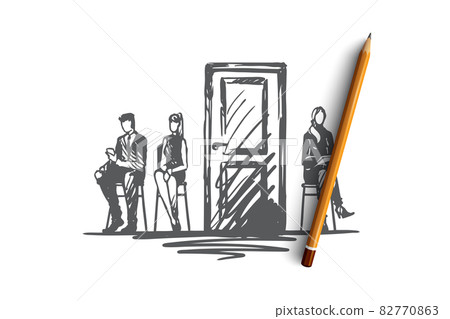 Consultation, testing, candidate, recruiting concept. Hand drawn isolated vector. 82770863