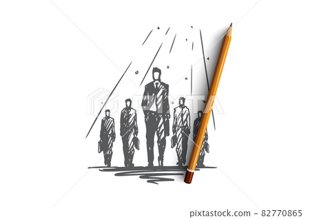 Teamwork, together, leadership, recruiting, human resources concept. Hand drawn isolated vector. 82770865