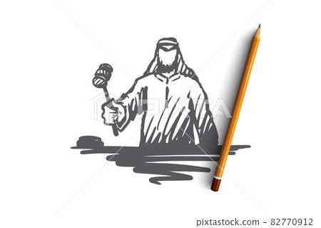 Justice, judge, indictment, Muslim concept. Hand drawn isolated vector. 82770912