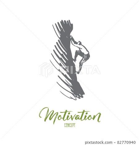 Motivation, goal, success, peak, climb concept. Hand drawn isolated vector. Motivation, goal, success, peak, climb concept. Hand drawn isolated vector. 82770940